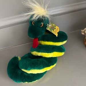 Green and Yellow Plush Snake Toy